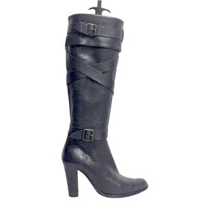 Browns Knee High Leather Boots Heel Black 7.5